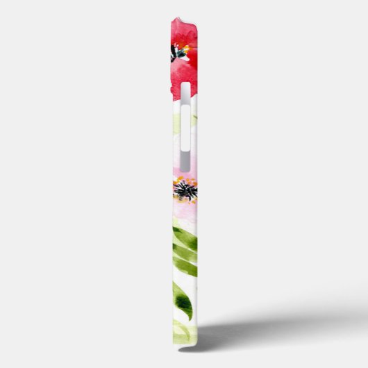 Tropisch rood roze papaverpatroon Case-Mate iPhone case (Achterkant / Links)