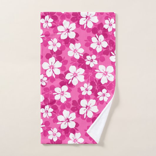 Tropisch rood Violet White Hibiscus Flower Pattern Bad Handdoek (Handdoek)