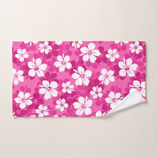 Tropisch rood Violet White Hibiscus Flower Pattern Bad Handdoek (Handdoek)