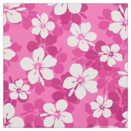 Tropisch rood Violet White Hibiscus Flower Pattern Stof