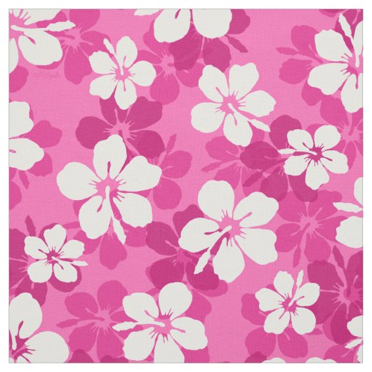 Tropisch rood Violet White Hibiscus Flower Pattern Stof (Swatch)