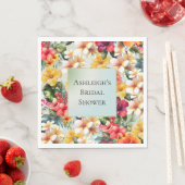 Tropisch Rood Wit Geel Hibiscus Bloemen Servet (Insitu)