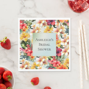 Tropisch Rood Wit Geel Hibiscus Bloemen Servet