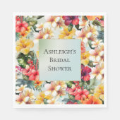 Tropisch Rood Wit Geel Hibiscus Bloemen Servet (Voorkant)