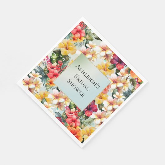 Tropisch Rood Wit Geel Hibiscus Bloemen Servet (Hoek)