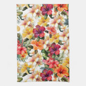 Tropisch Rood Wit Geel Hibiscus Bloemen Theedoek (Verticaal)