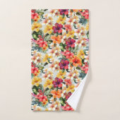Tropisch Rood Wit Geel Munt Hibiscus Bloemen Bad Handdoek (Handdoek)