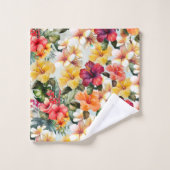 Tropisch Rood Wit Geel Munt Hibiscus Bloemen Bad Handdoek (Wasdoekje)