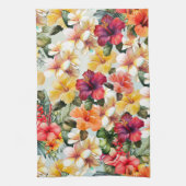 Tropisch Rood Wit Geel Munt Hibiscus Bloemen Theedoek (Verticaal)