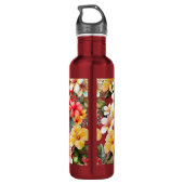 Tropisch Rood Wit Geel Munt Hibiscus Bloemen Waterfles (Achterkant)