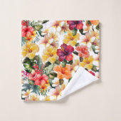 Tropisch Rood Wit Geel Sinaasappel Hibiscus Bloeme Bad Handdoek (Wasdoekje)