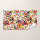 Tropisch Rood Wit Geel Sinaasappel Hibiscus Bloeme Bad Handdoek (Handdoek)