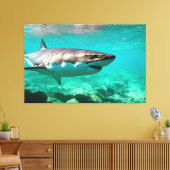 Tropisch roofdier: Grote witte haai Canvas Afdruk (Insitu (Woonkamer))