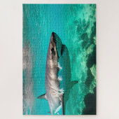 Tropisch roofdier: Grote witte haai Legpuzzel (Verticaal)