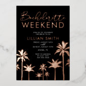 Tropisch Roos Gold Bachelorette Weekend Folie Uitnodiging (Voorkant)