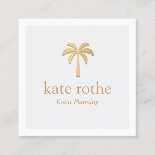 Tropisch Roos Gold Palm Tree-plan Contactkaartje (Voorkant)