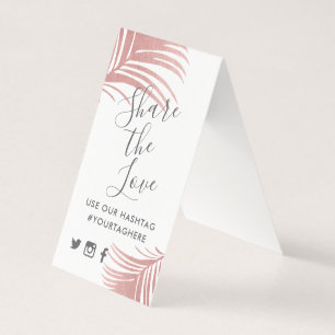 Tropisch Roos Gold Pink Palm Hashtag Mini Signs Kaart