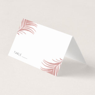 Tropisch Roos Gold Pink Palm Leaves Place Card Visitekaartje
