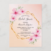 Tropisch roos goudbruine douche-uitnodiging briefkaart (Voorkant)