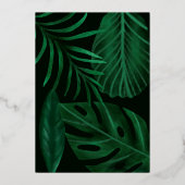 Tropisch roos gouden groene bladzijden waterverf b folie uitnodiging (Achterkant)