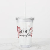 Tropisch Roos Gouden Hibiscus Bruidsmeisje Naam Acryl Drinkbeker (Voorkant)