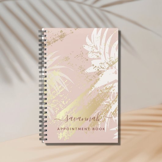 Tropisch roos goudpalmbladeren abstract 2023 planner