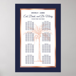 Tropisch Roos van de marine Gold Palm Wedding Seat Poster