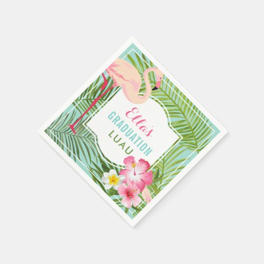 Tropisch roze Afstuderen Luau Party Servet (Hoek)