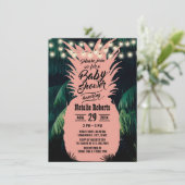 Tropisch roze anananaspalmboom Baby shower Kaart (Staand voorkant)