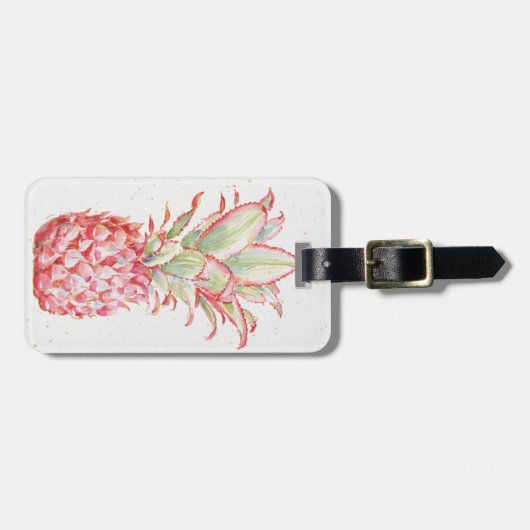 Tropisch | Roze ananas Bagagelabel (Voorkant horizontaal)