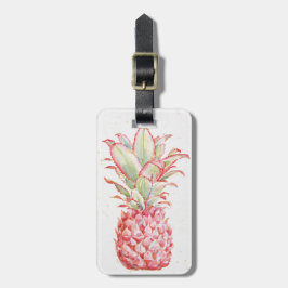 Tropisch | Roze ananas Bagagelabel