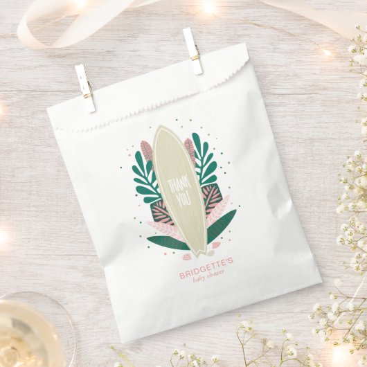 Tropisch roze Baby aan boord Bedankzakje (Geknipt)