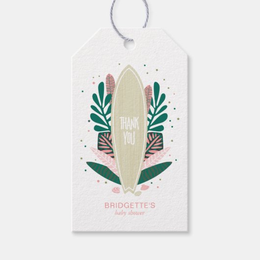 Tropisch roze Baby aan boord Gift Label Cadeaulabel (Voorkant)