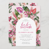 Tropisch roze Baby shower Kaart (Voorkant / Achterkant)