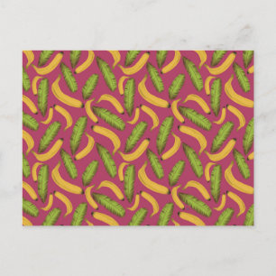 Tropisch roze bananenbladpatroon briefkaart