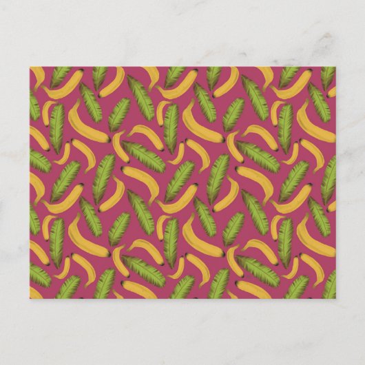 Tropisch roze bananenbladpatroon briefkaart (Voorkant)