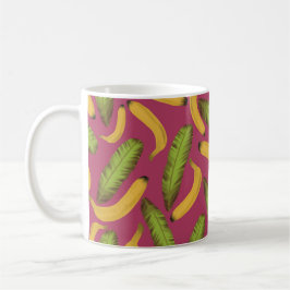 Tropisch roze bananenbladpatroon koffiemok