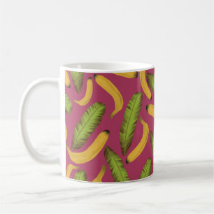Tropisch roze bananenbladpatroon koffiemok