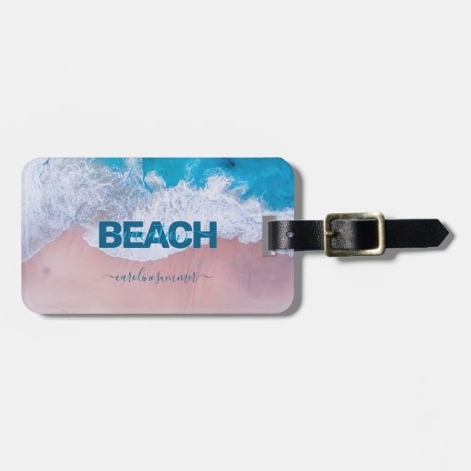 Tropisch Roze Beach Bermuda Bagagelabel (Voorkant horizontaal)