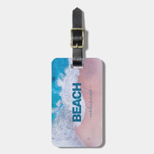 Tropisch Roze Beach Bermuda Bagagelabel (Voorkant verticaal)