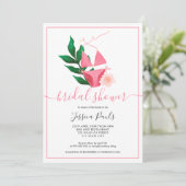 Tropisch roze bikini bloemenzomer vrijgezellenfees kaart (Staand voorkant)