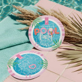 Tropisch Roze & Blauw Zomer Verjaardag Pool Party Kaart