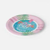 Tropisch Roze & Blauw Zomer Verjaardag Pool Party Papieren Bordje (Gekanteld)