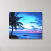 Tropisch Roze Blauw Zonnelandschap Canvas Afdruk (Voorkant)