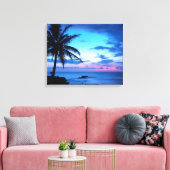 Tropisch Roze Blauw Zonnelandschap Canvas Afdruk (Insitu (Woonkamer))