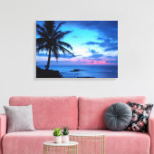 Tropisch  Roze Blauw Zonnelandschap Canvas Afdruk (Insitu (Woonkamer))