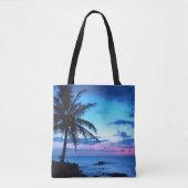 Tropisch Roze Blauw Zonnelandschap Tote Bag (Voorkant)