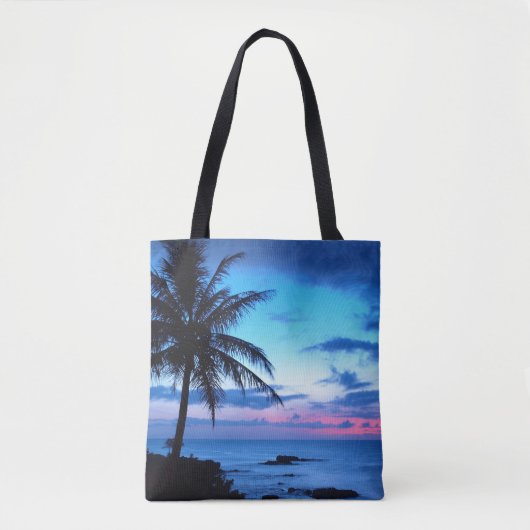 Tropisch Roze Blauw Zonnelandschap Tote Bag (Voorkant)