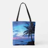 Tropisch Roze Blauw Zonnelandschap Tote Bag (Achterkant)