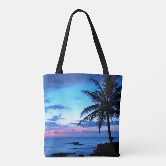 Tropisch Roze Blauw Zonnelandschap Tote Bag (Achterkant)
